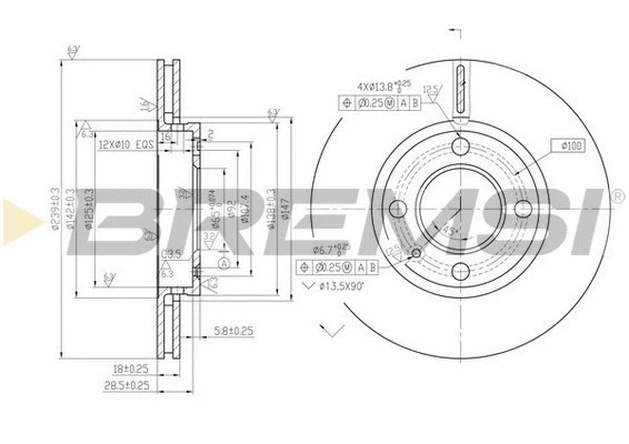 Disque de frein BREMSI CD6812V