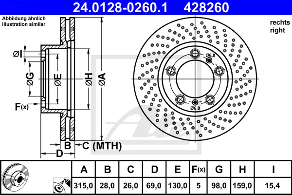 Disque de frein ATE-APAC 24.0128-0260.1