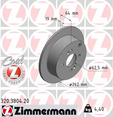 Disque de frein ZIMMERMANN 320.3804.20