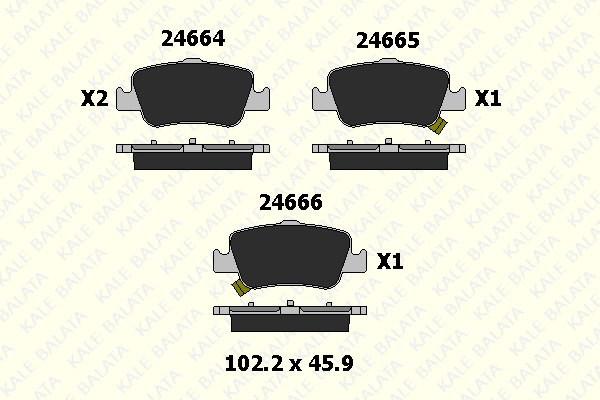 Kit de plaquettes de frein, frein à disque KALE 24664 165 05