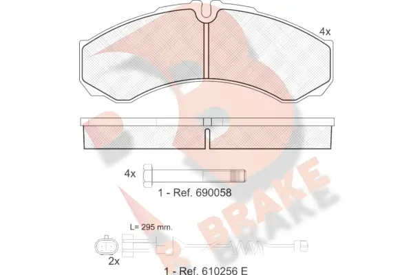 Kit de plaquettes de frein, frein à disque R BRAKE RB1208-117