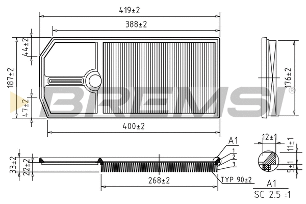 Filtre à air BREMSI FA1258