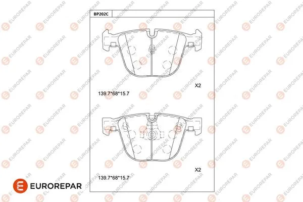 Kit de plaquettes de frein, frein à disque EUROREPAR 1681266380