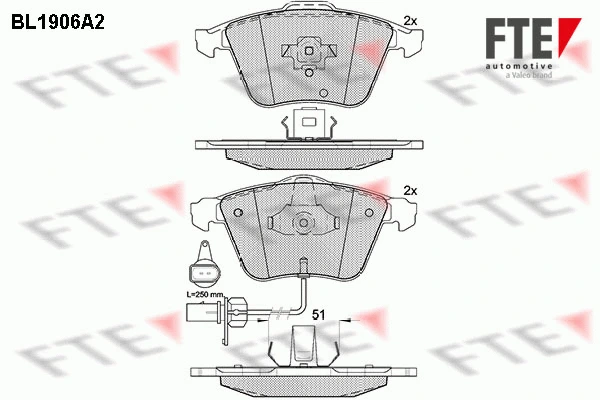 Kit de plaquettes de frein, frein à disque FTE 9010495