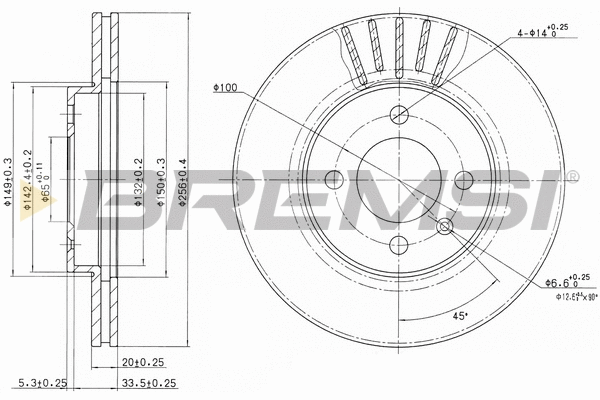 Disque de frein BREMSI CD6207V