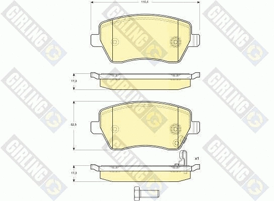 Kit de plaquettes de frein, frein à disque GIRLING 6133961