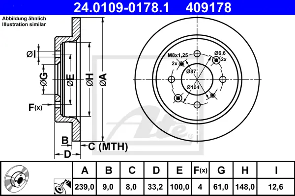 Disque de frein ATE-APAC 24.0109-0178.1