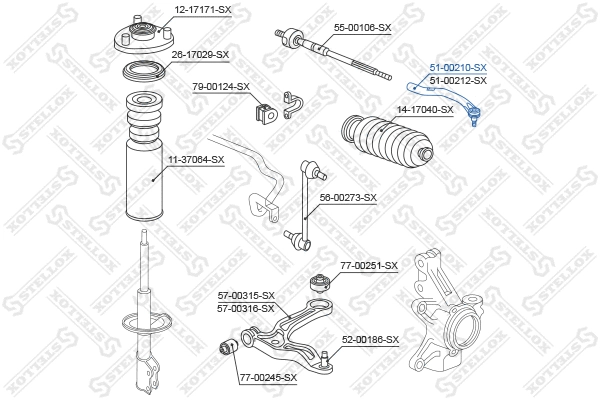 Rotule de barre de connexion STELLOX 51-00210-SX