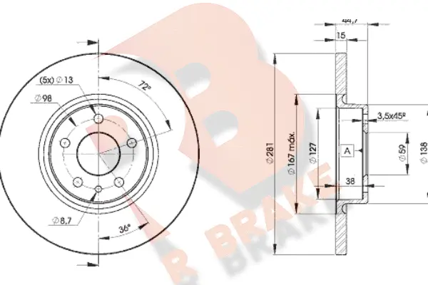 Disque de frein R BRAKE 78RBD28567