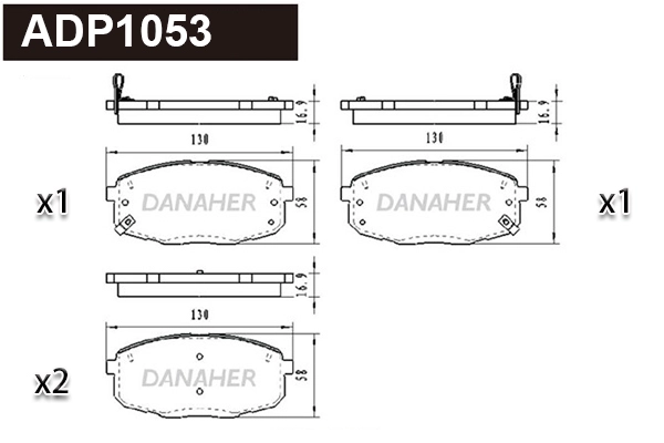 Kit de plaquettes de frein, frein à disque DANAHER ADP1053