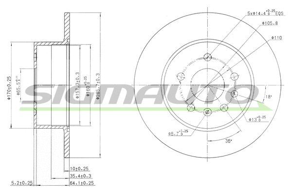 Disque de frein SIGMAUTO DBB083S