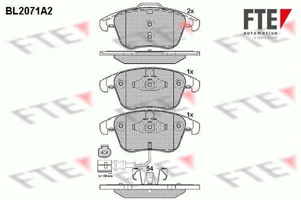 Kit de plaquettes de frein, frein à disque FTE 9010655