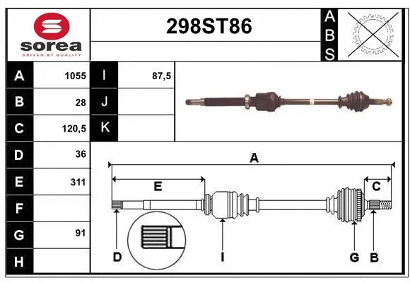 Arbre de transmission STARTCAR 298ST86