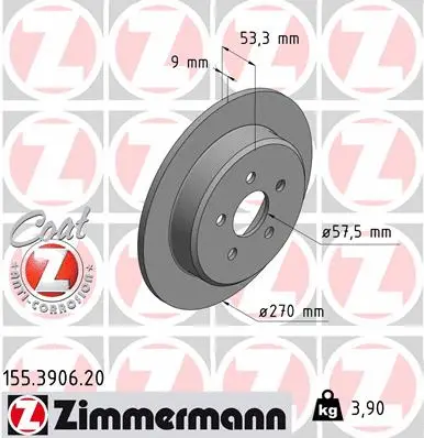 Disque de frein ZIMMERMANN 155.3906.20
