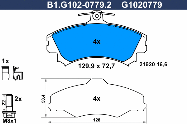 Kit de plaquettes de frein, frein à disque GALFER B1.G102-0779.2
