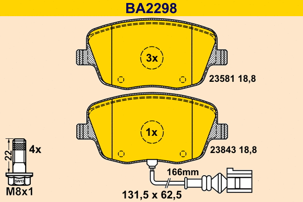 Kit de plaquettes de frein, frein à disque BARUM BA2298