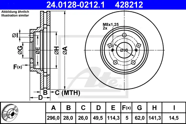 Disque de frein ATE-APAC 24.0128-0212.1