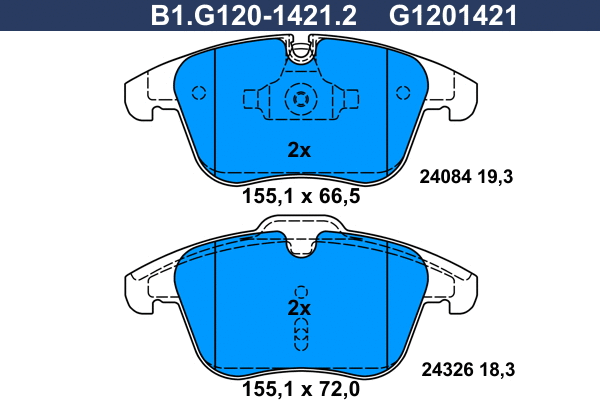 Kit de plaquettes de frein, frein à disque GALFER B1.G120-1421.2