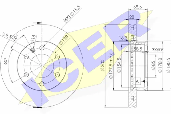 Disque de frein ICER 78BD0190-2