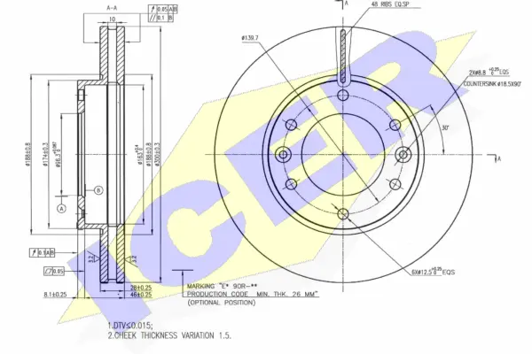 Disque de frein ICER 78BD0019-2