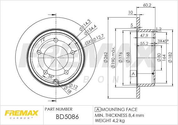 Disque de frein FREMAX BD-5086