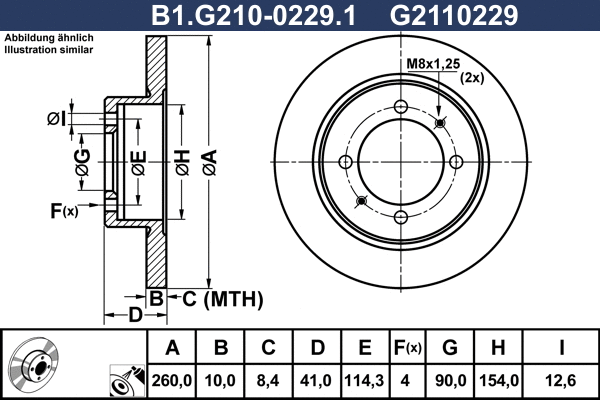 Disque de frein GALFER B1.G210-0229.1