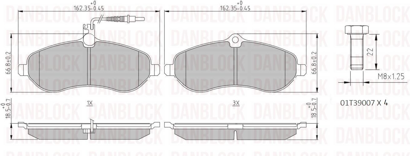 Kit de plaquettes de frein, frein à disque DANBLOCK DB 510530