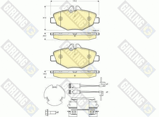 Kit de plaquettes de frein, frein à disque GIRLING 6115424