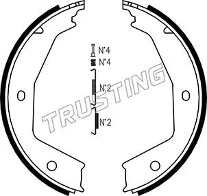 Jeu de mâchoires de frein, frein de stationnement TRUSTING 079.194K