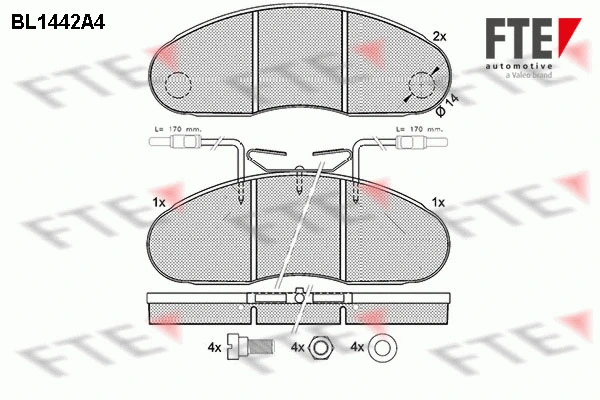 Kit de plaquettes de frein, frein à disque FTE 9011031