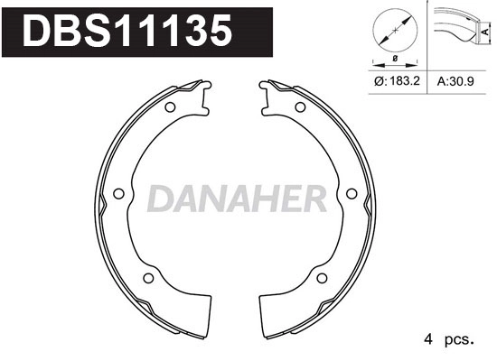 Jeu de mâchoires de frein, frein de stationnement DANAHER DBS11135