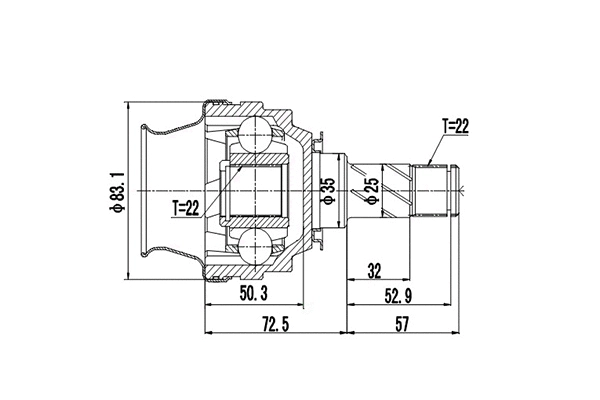 Jeu de joints, arbre de transmission DYNAMATRIX DCV644004