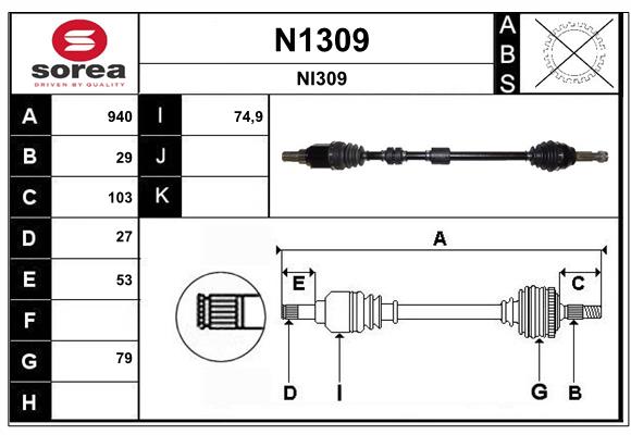 Arbre de transmission SNRA N1309