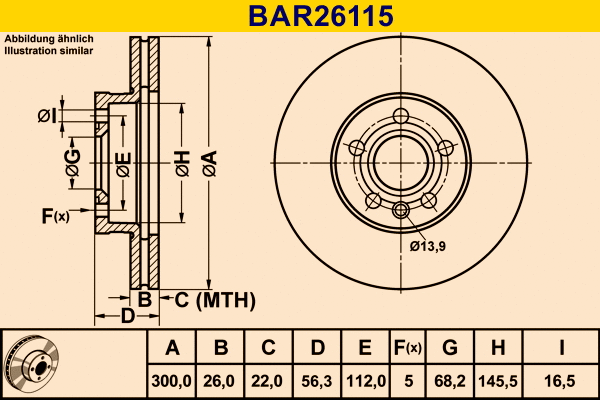 Disque de frein BARUM BAR26115