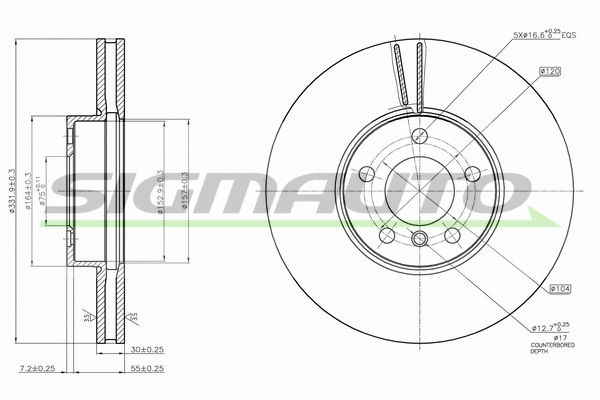 Disque de frein SIGMAUTO DBB714V