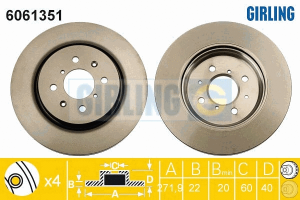 Disque de frein GIRLING 6061351