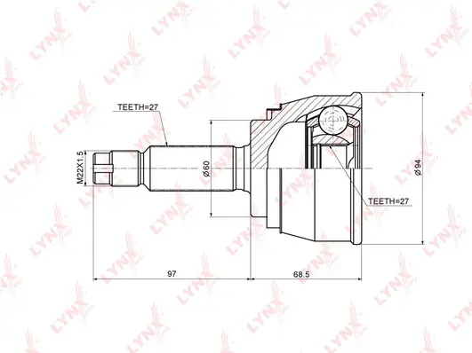 Jeu de joints, arbre de transmission LYNXAUTO CO-5520