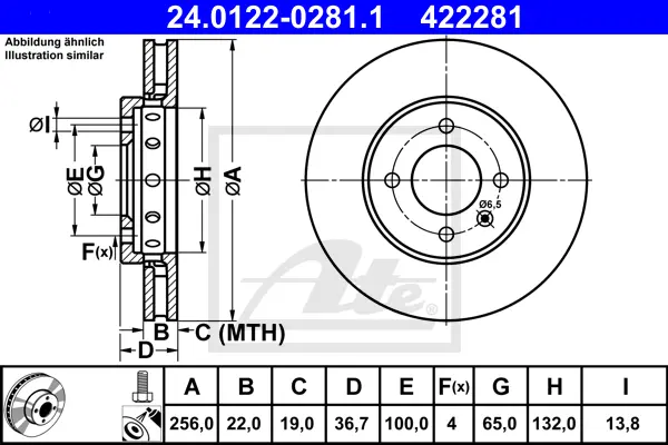 Disque de frein ATE-APAC 24.0122-0281.1