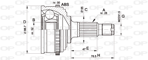 Jeu de joints, arbre de transmission OPEN PARTS CVJ5050.10