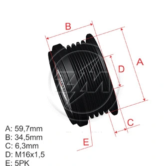 Poulie roue libre, alternateur ZM ZM 96.012.16