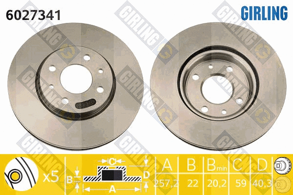 Disque de frein GIRLING 6027341