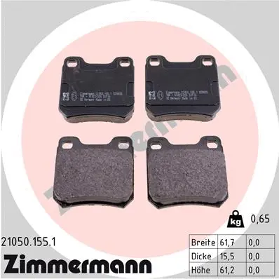 Kit de plaquettes de frein, frein à disque ZIMMERMANN 21050.155.1