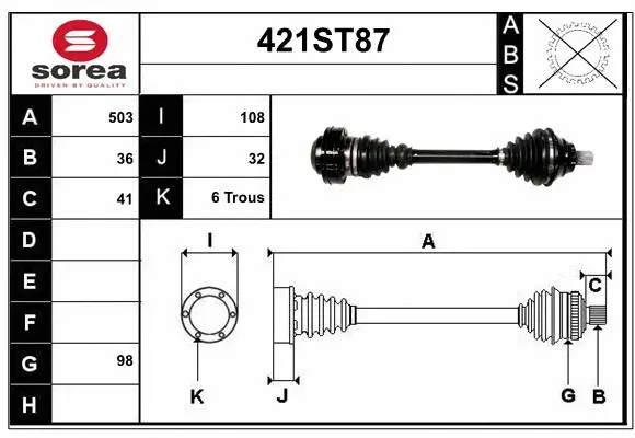Arbre de transmission STARTCAR 421ST87
