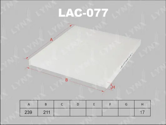 Filtre, air de l'habitacle LYNXAUTO LAC-077