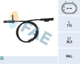 Capteur, vitesse de roue FAE 78107