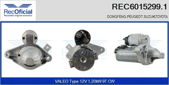 Démarreur RECOFICIAL REC6015299.1