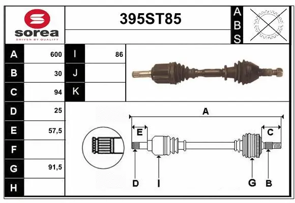 Arbre de transmission STARTCAR 395ST85