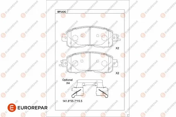 Kit de plaquettes de frein, frein à disque EUROREPAR 1681212180