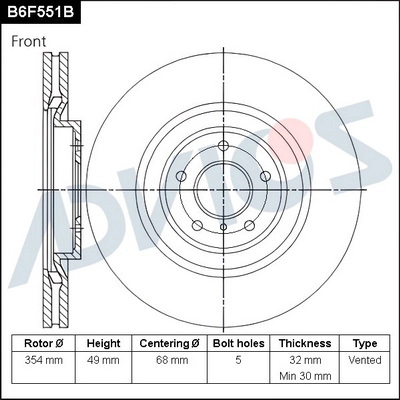 Disque de frein ADVICS B6F551B