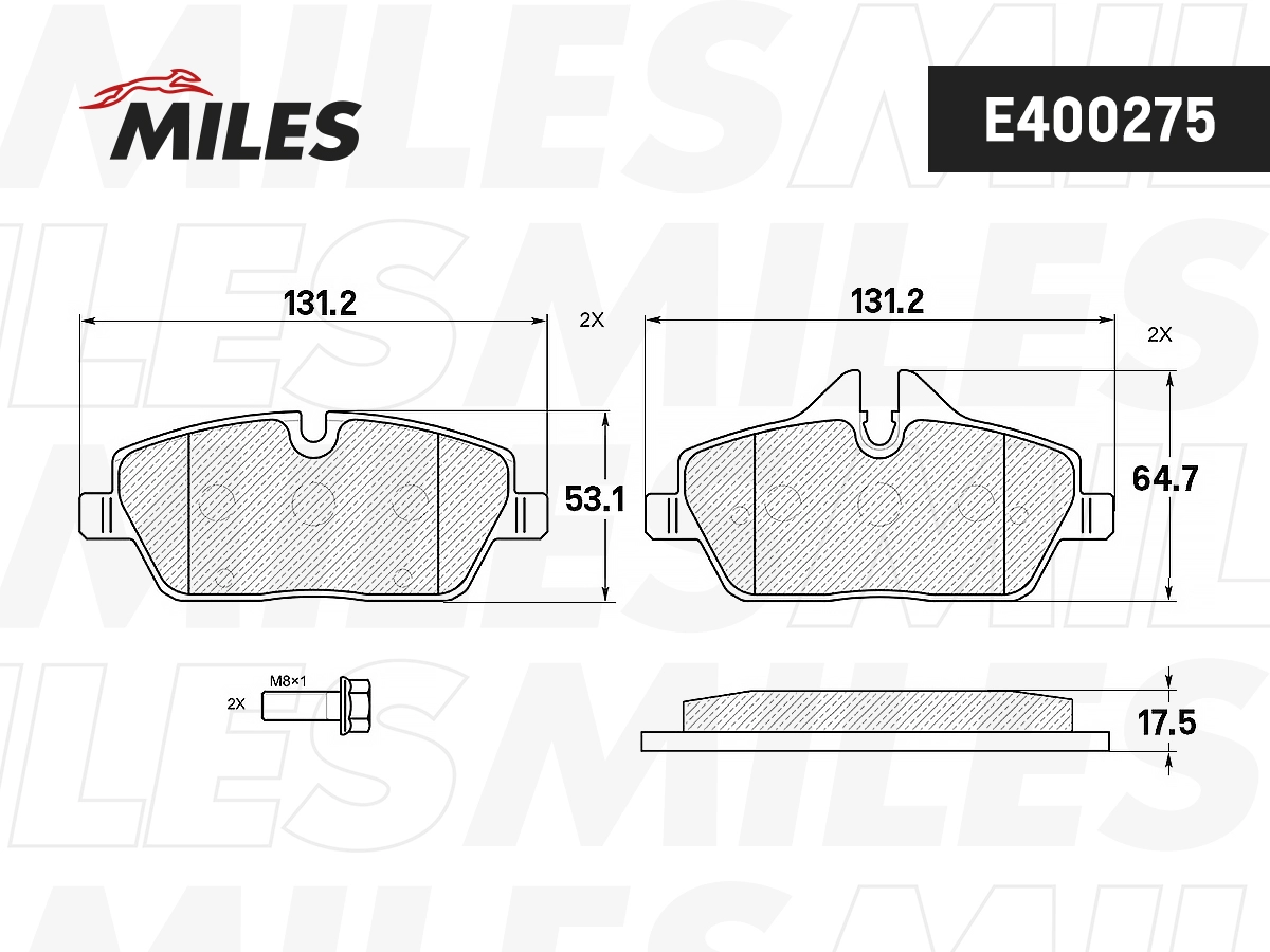 Kit de plaquettes de frein, frein à disque MILES E400275